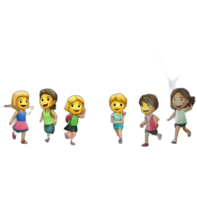 children play at a shcool with beautiful green mountain in the background emoji