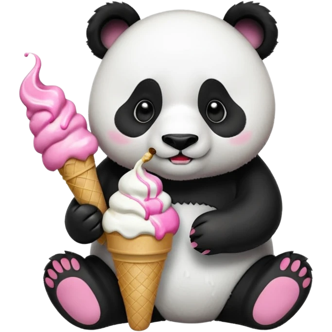 Panda eating ice cream emoji