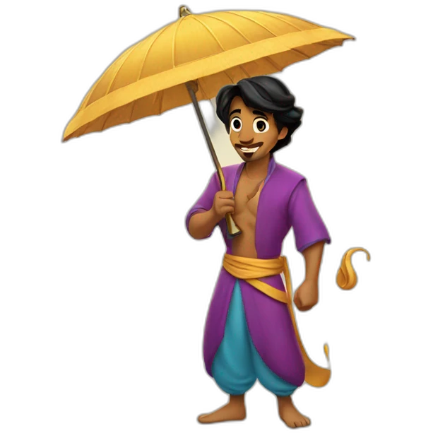 Aladdin with an umbrella emoji