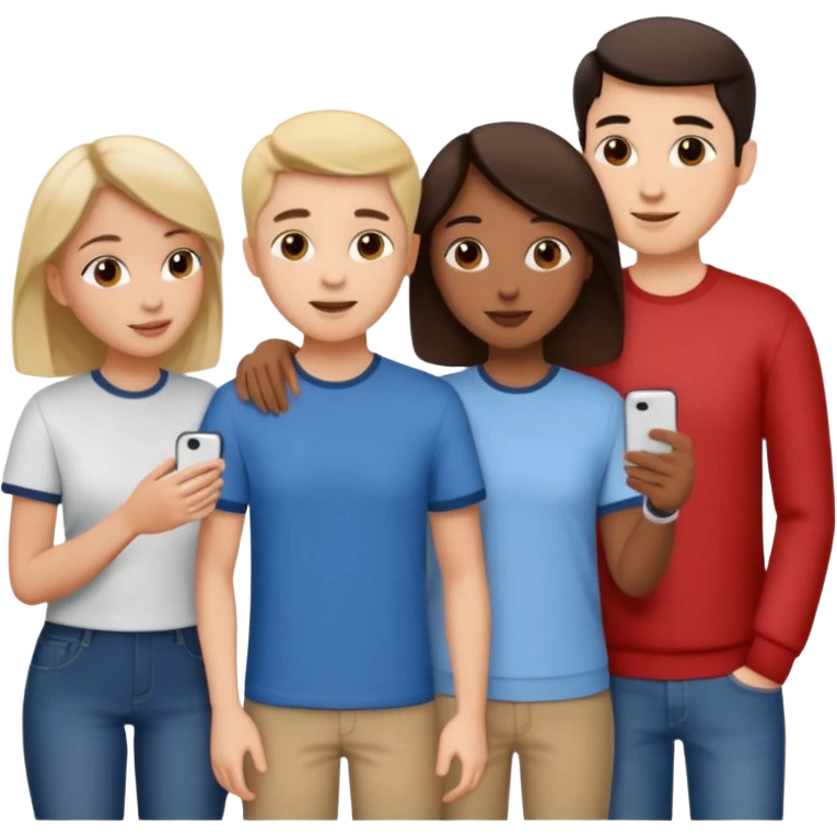 Three friends talking and looking each other, please keep 4th wall. emoji