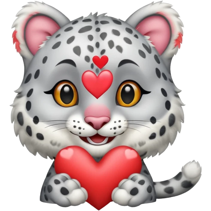 Happy snow leopard with a heart emoji
