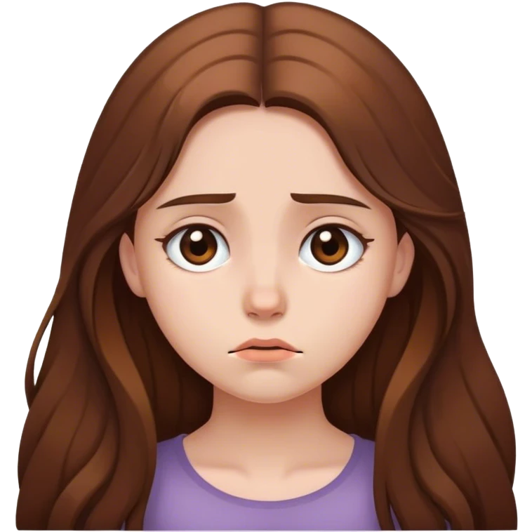 Sad girl with long brown hair emoji