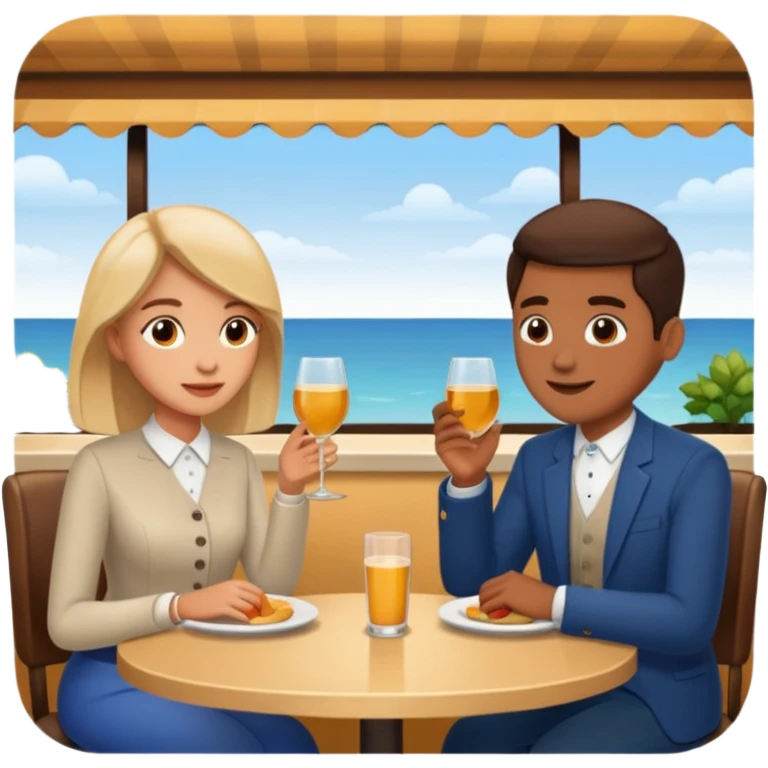 comversacion dentro de un restauant  dos persoans emoji