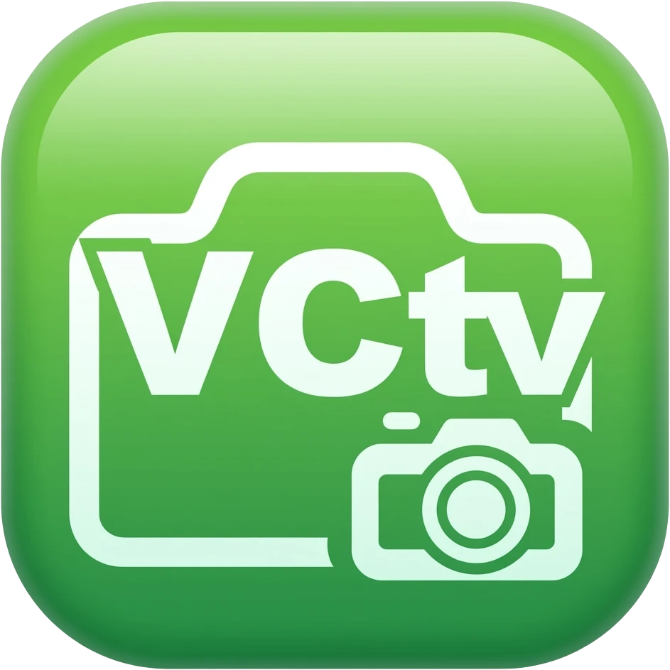 Logo journal with the name VCtv, needs to be green, with images of journals, cameras, etc emoji