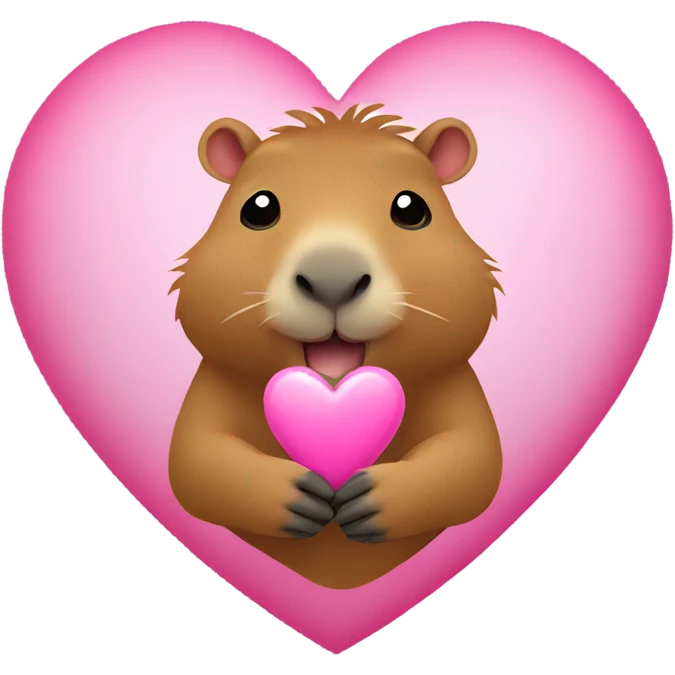 A capybara holding a pink heart  emoji