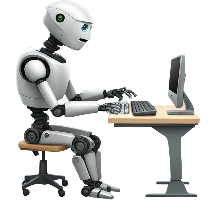 the robot works at a computer emoji