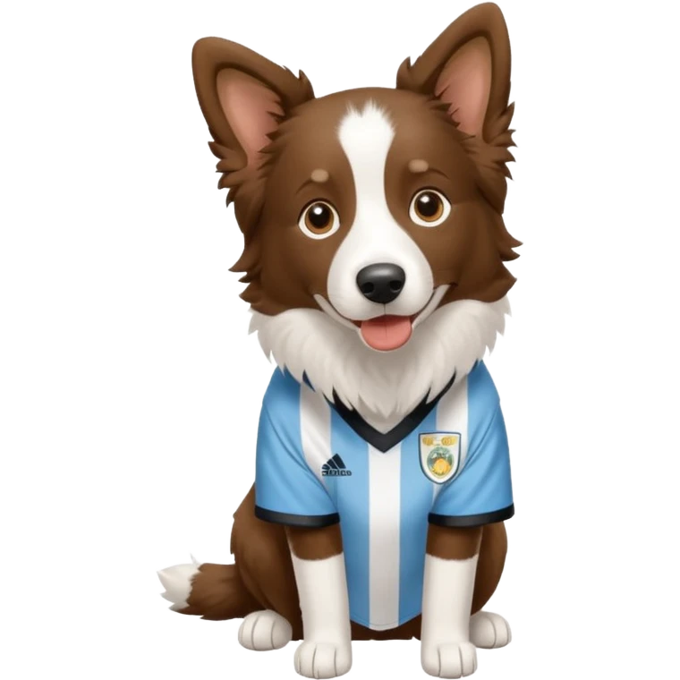 Border collie marrom usando camisa da Argentina  emoji