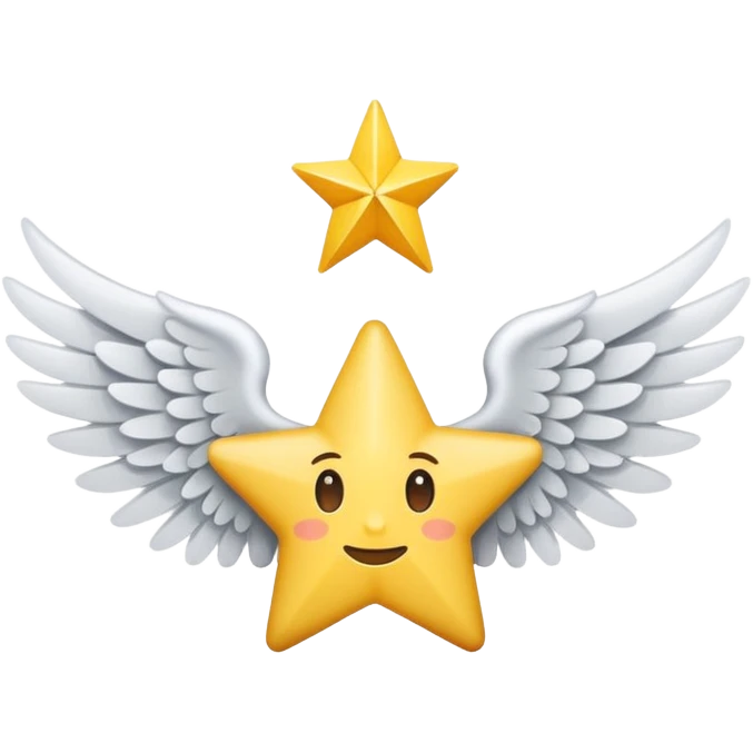 An image with wings on a star based on the star and wings of the basic emoji of the iPhone. not 3d just plat emoji