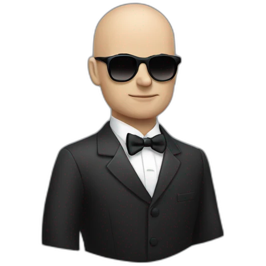 Andrew tate, bald, sunglasses, frowning, Tuxedo emoji