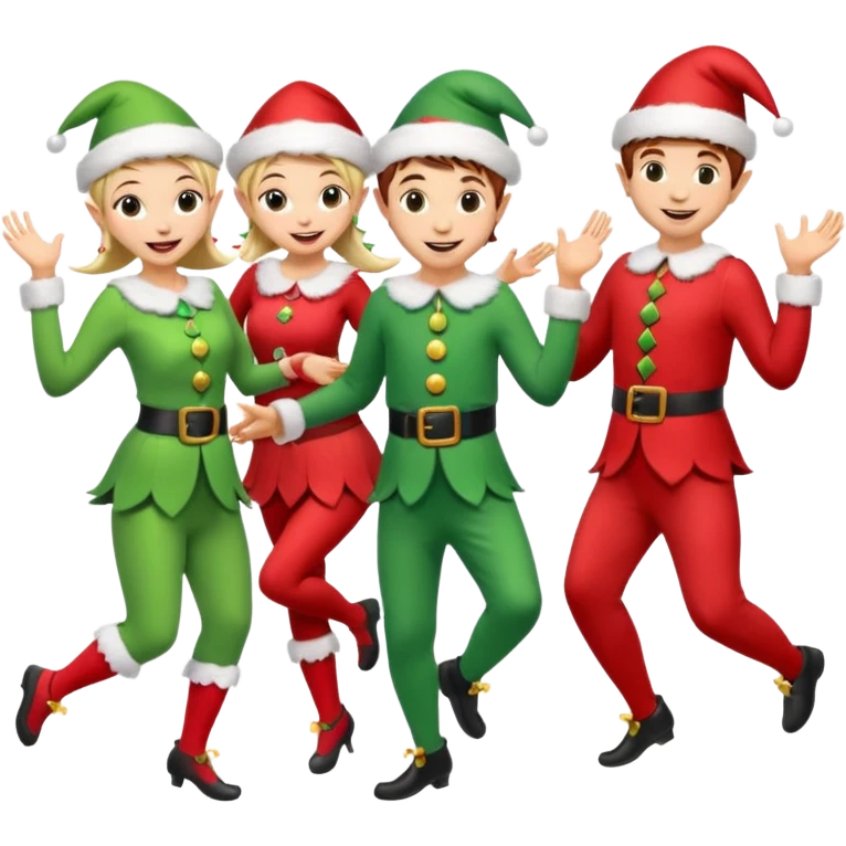 multipal dancing male and female Christmas elves  emoji