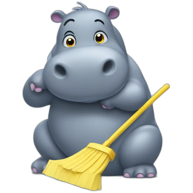 Hippo doing the cleaning emoji