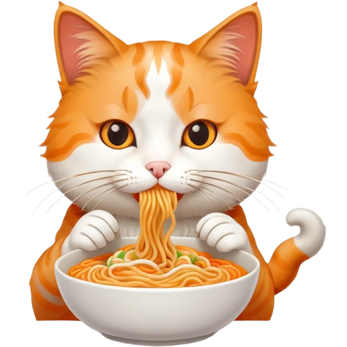 Cat eating noodles emoji