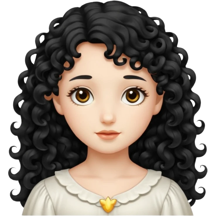 Gentle angel with long black curls and cloud background emoji