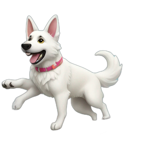 White German shepherd surfing the wave emoji