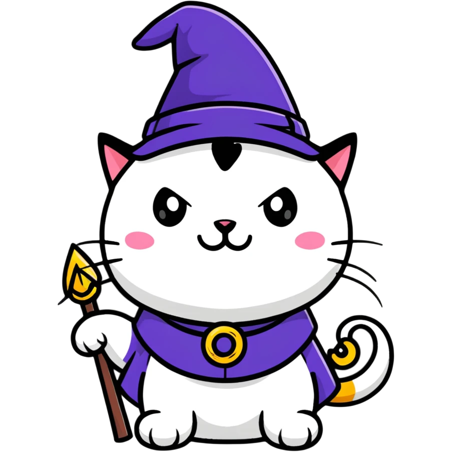 wizard cat cute cartoon sticker emoji