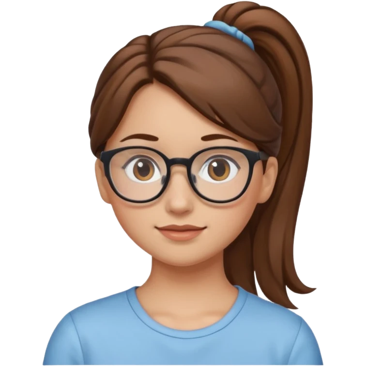 brown haired Ponytail Girl with Glasses emoji