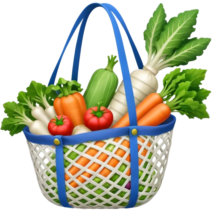 Net back with white nets that is used for shopping and putting vegetables in it emoji