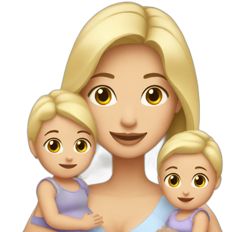 blonde mother with 2 female babies emoji