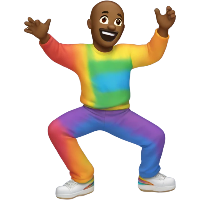 Man with rainbow shirt  dancing on a fire emoji