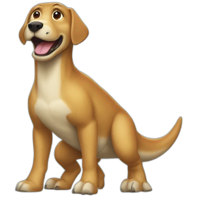 Un chien qui porte un dinosaure emoji