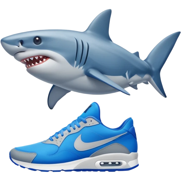Give me a shark make the shark have blu Nike shoes on emoji