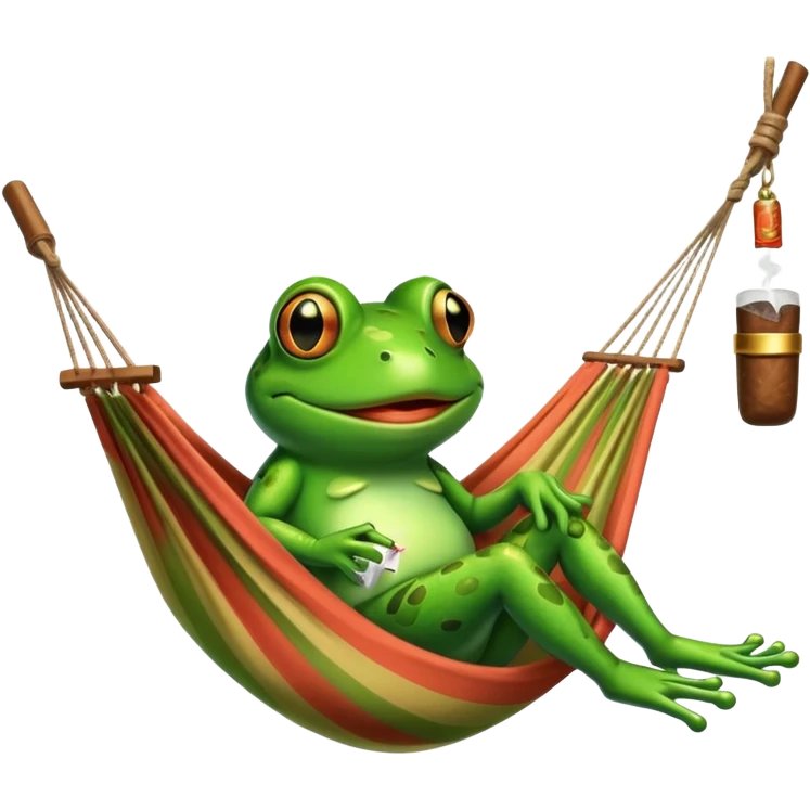 Frog smoking while in hammock emoji