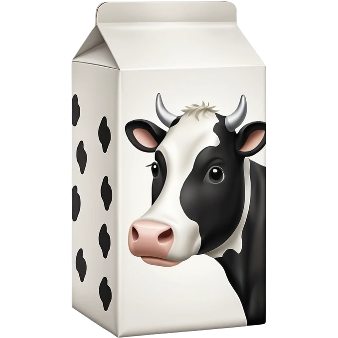 Milk Carton with black and white cow spots on it emoji