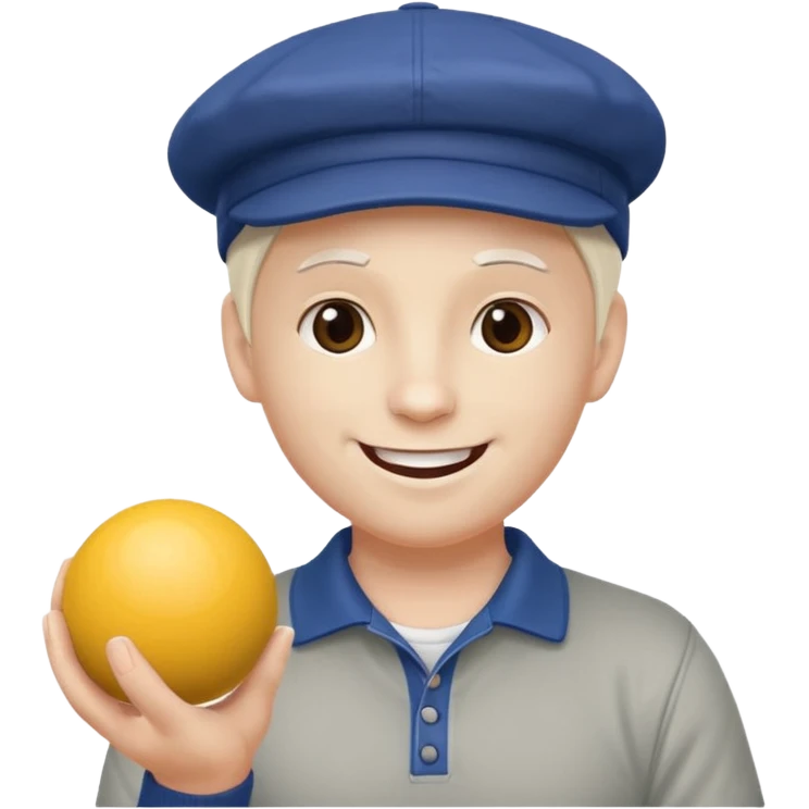 emoji joyeux avec une casquette qui joue avec une boule de pétanque emoji