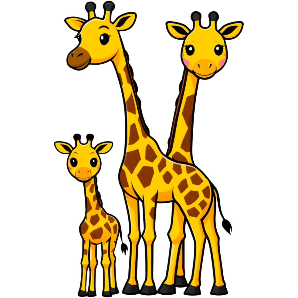 A giraffe mom with two smaller giraffes  emoji