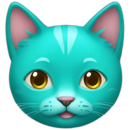 Turquoise cat with heart emoji