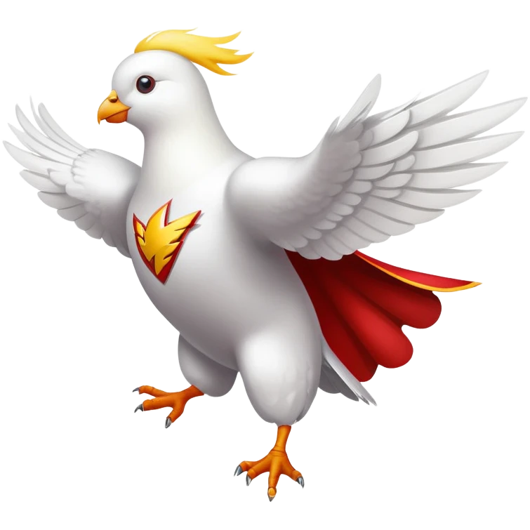 white pigeon wearing Flash superhero suit emoji