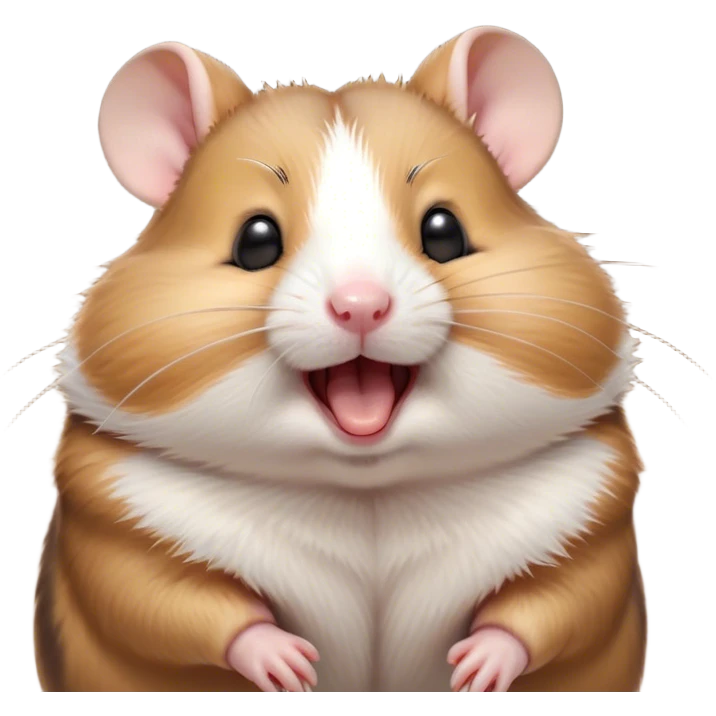 Cinematic Cute Yawning Brown and White Banded Hamster Portrait Emoji, Head tilted slightly with a dramatic, wide-open yawn, revealing a soft, banded fur of brown and white with tiny droopy ears, round dark eyes barely open in drowsy contentment, Simplified yet irresistibly adorable features, highly detailed, glowing with a soft, cozy glow, high shine, relaxed yet expressive, stylized with a touch of whimsy, bright and endearing, soft glowing outline, capturing the essence of a sleepy yet affectionate hamster, so drowsy it feels like it could stretch out of the screen and curl up for a nap! emoji