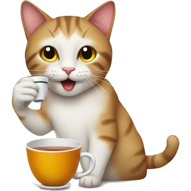 Cat drinking tea emoji
