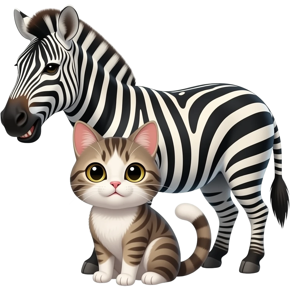 sexy and cute female cat. and zebra is behind the cat. zebra is mad n horny with the cat. emoji