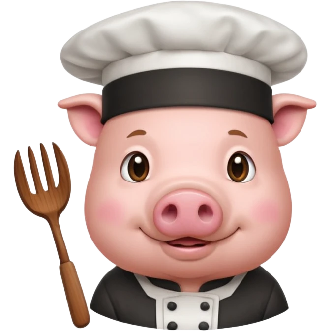 pig wearing a chef hat with steak emoji