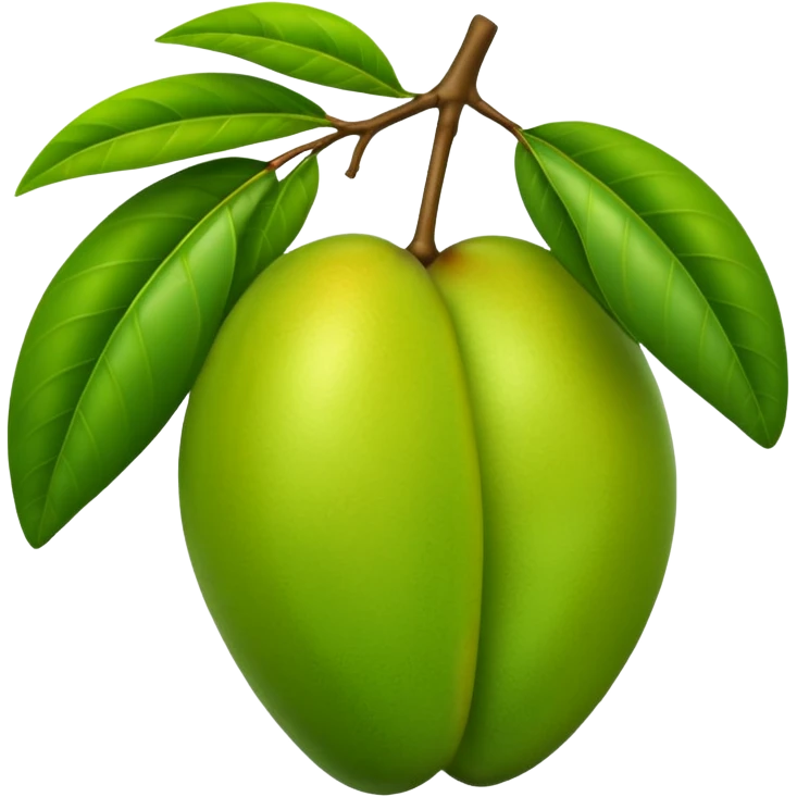 A green mango with leaves emoji