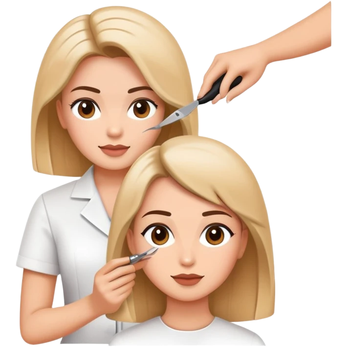 beauty salon instructor teaching a student how to cut hair emoji