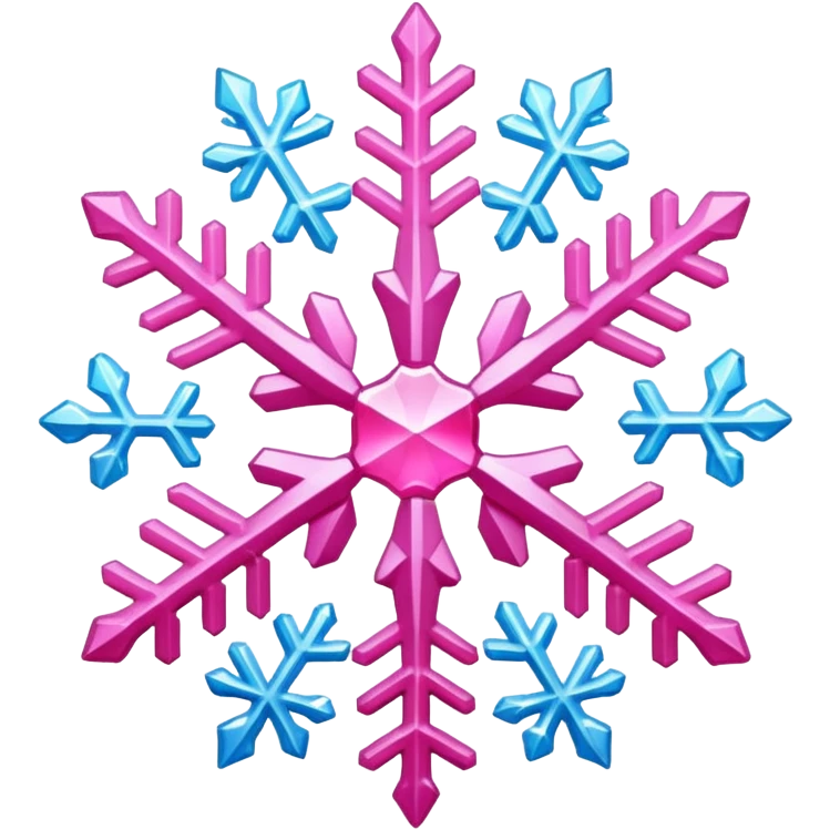 Pink snowflake with snow emoji