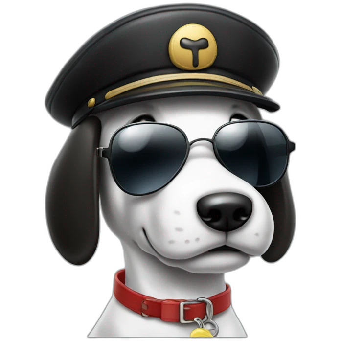 snoopy blanco totalmente con lentes negros y gorra de piloto aviador emoji