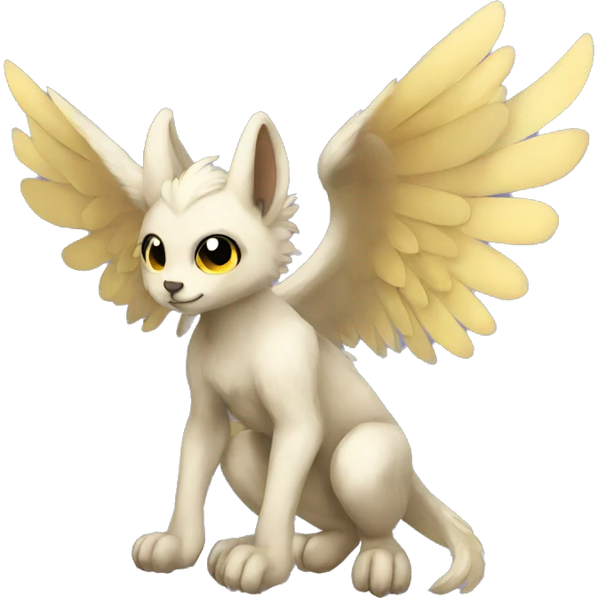 Anthro shy winged animal hybrid full body emoji