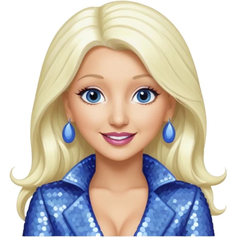 Christina Aguilera with long platinum blonde hair, periwinkle sequin outfit  emoji