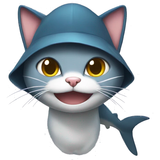 Cat with shark hat emoji