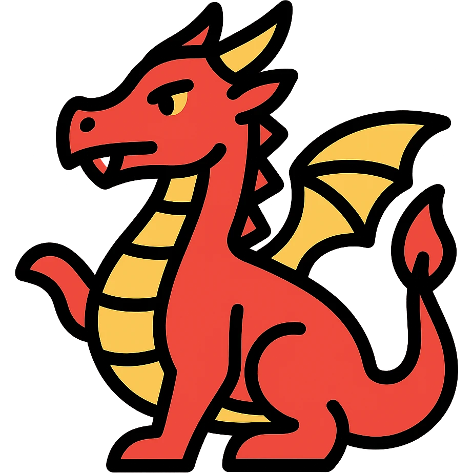 red dragon icon with color outline emoji