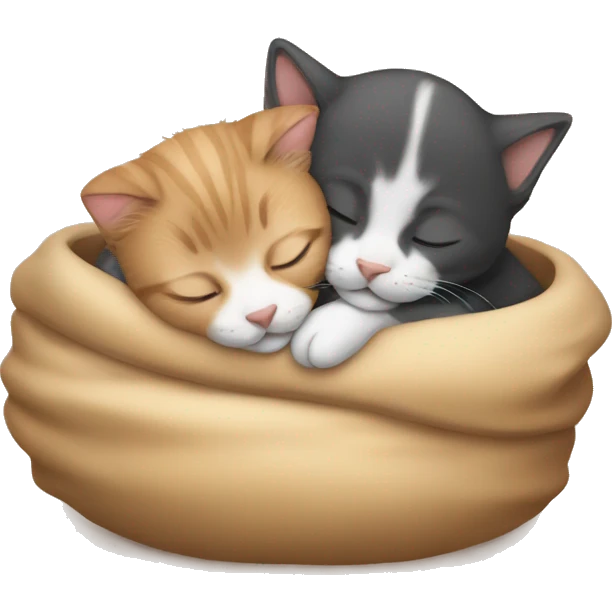 Kitten sleeping with puppy emoji