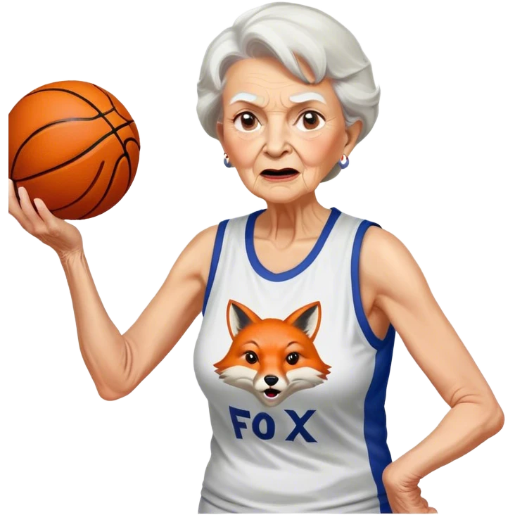 White Fox News Grandma dunking basketball angrily  emoji