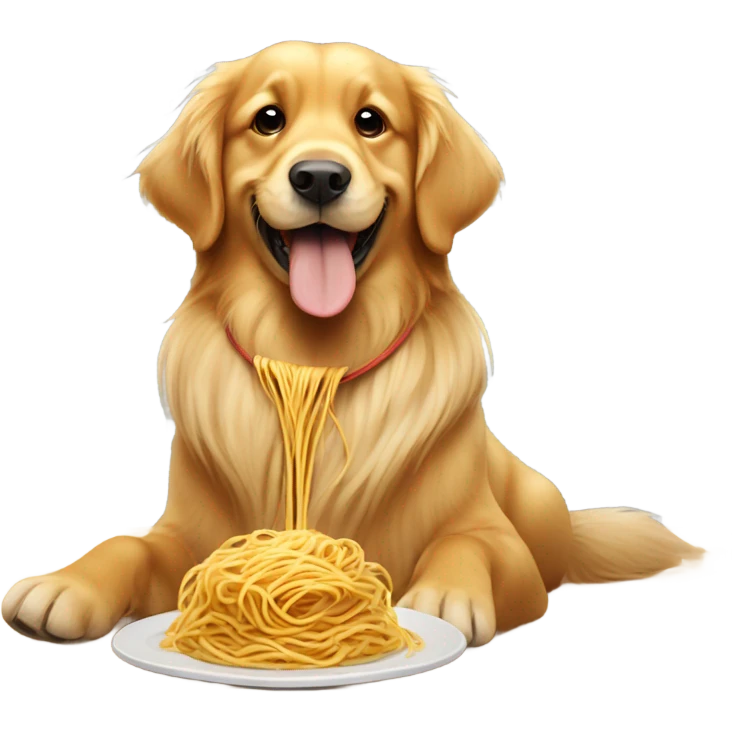Golden retriever eats spaghetti  emoji