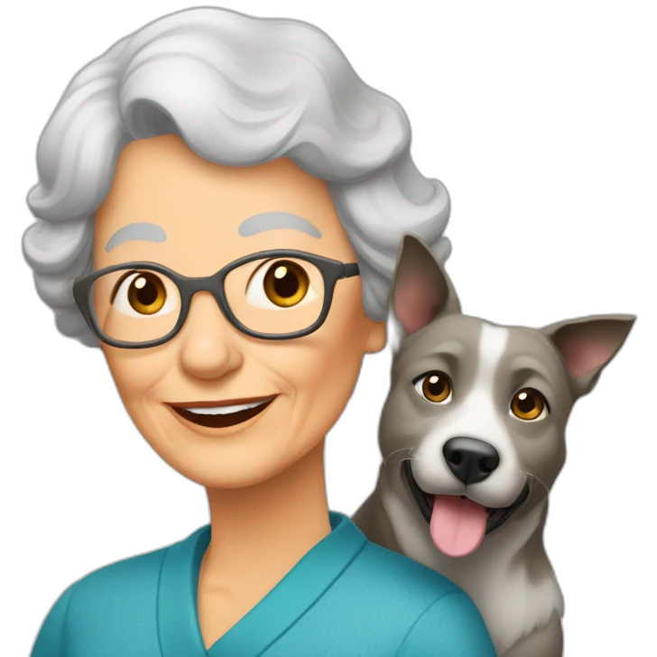 Grand mère avec chien emoji