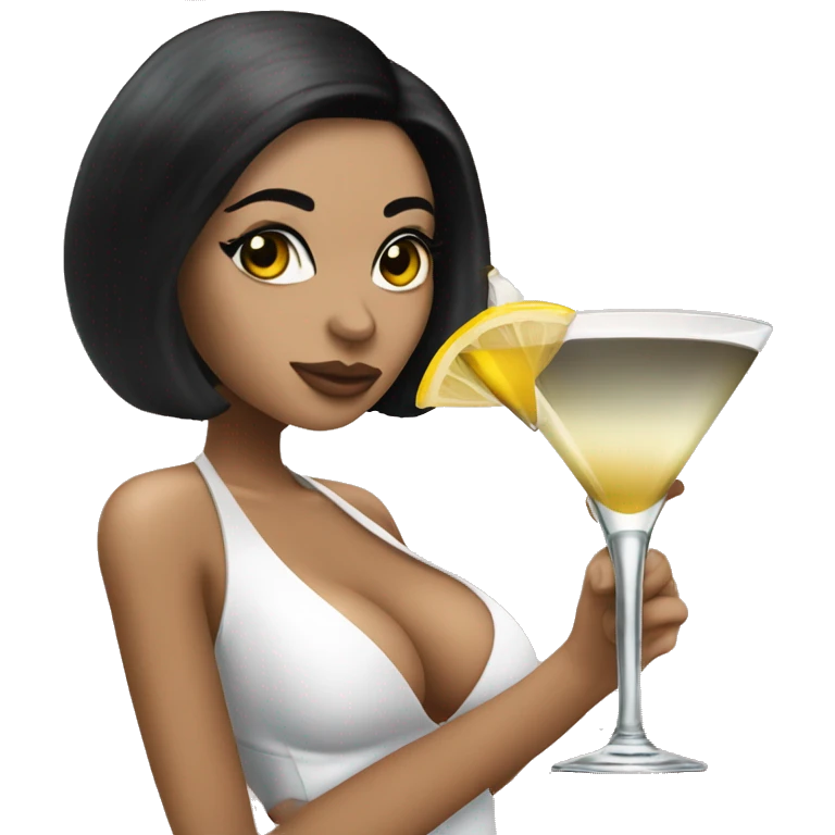 Pornstar martini but the person drinking has black hair and white skin  emoji