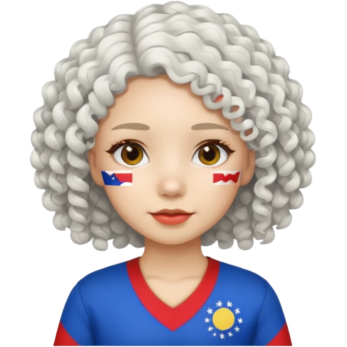 white curly hair girl pinoy flag emoji