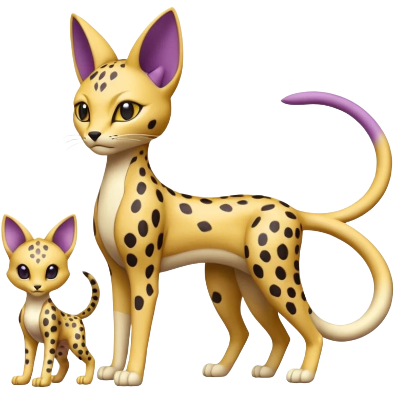 Genesect-Mewtwo-Espeon-Cheetah-Serval-Fakémon-hybrid-creature (full body)  emoji